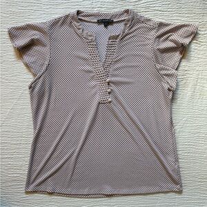 Adrianna Papell Mauve Polka Dot Blouse